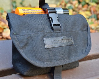 HIP BAG, bicycle waterproof belt pack black cordura U lock holster, waist pack, for commuting, bike courier lock holder
