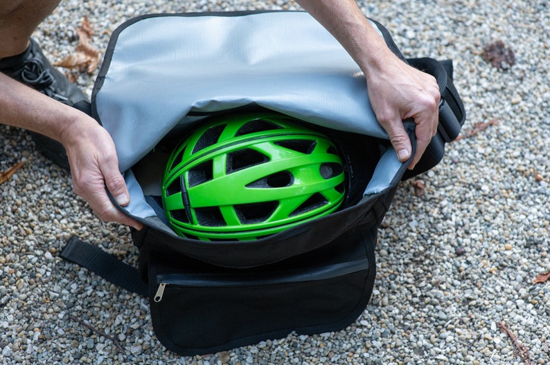 Borsa messenger per bicicletta impermeabile, realizzata in tessuto Cordura nero 1000D, zaino per moto, borsa a tracolla per pendolari, zaino a tracolla, immagine 6