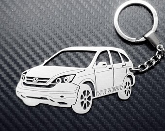 Honda CRV Key Ring Black and Chrome Teardrop Keychain