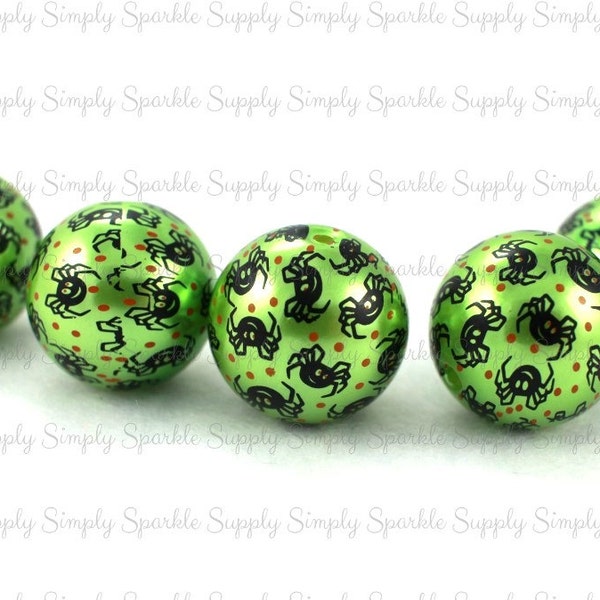 Spider beads, Printed Pearl 20mm, Halloween chunky beads, Wholesale chunky necklace beads bubblegum necklace beads