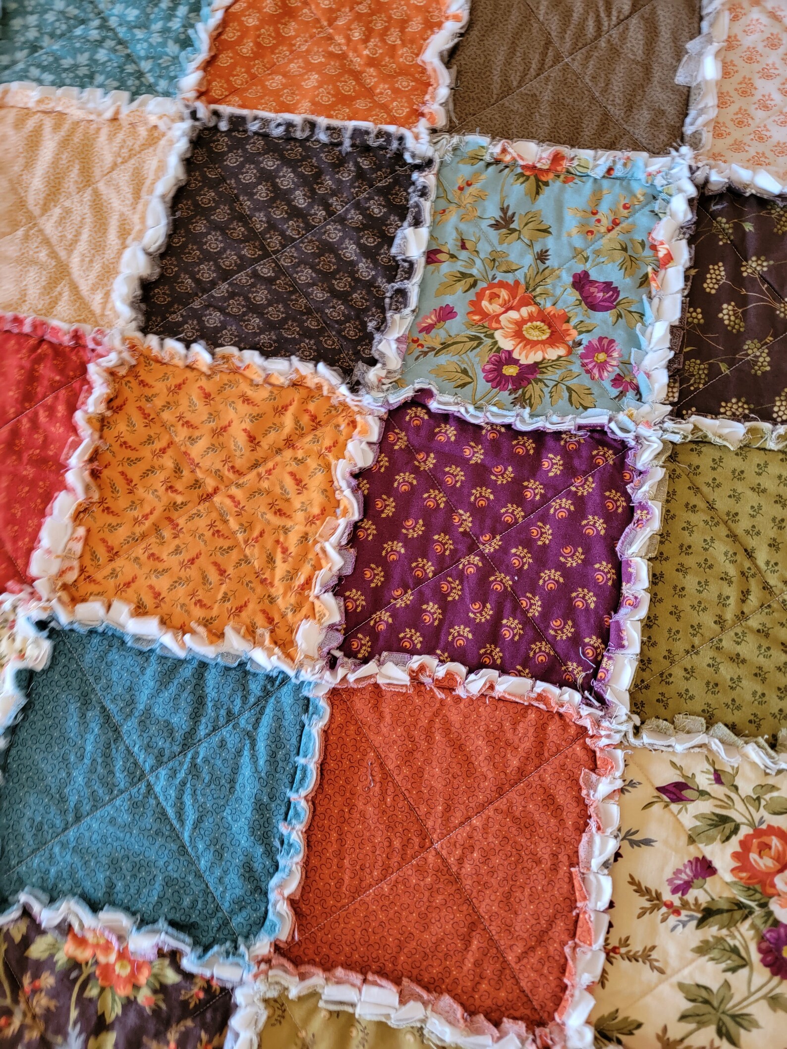 Wildberry Creek Large Rag Quilt Throw Browns Purples Etsy