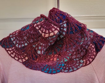 Exotic Burst Knit Cowl - Wine, Blues, Lavender, Purples, Peach, Coral, Pinks, Teal