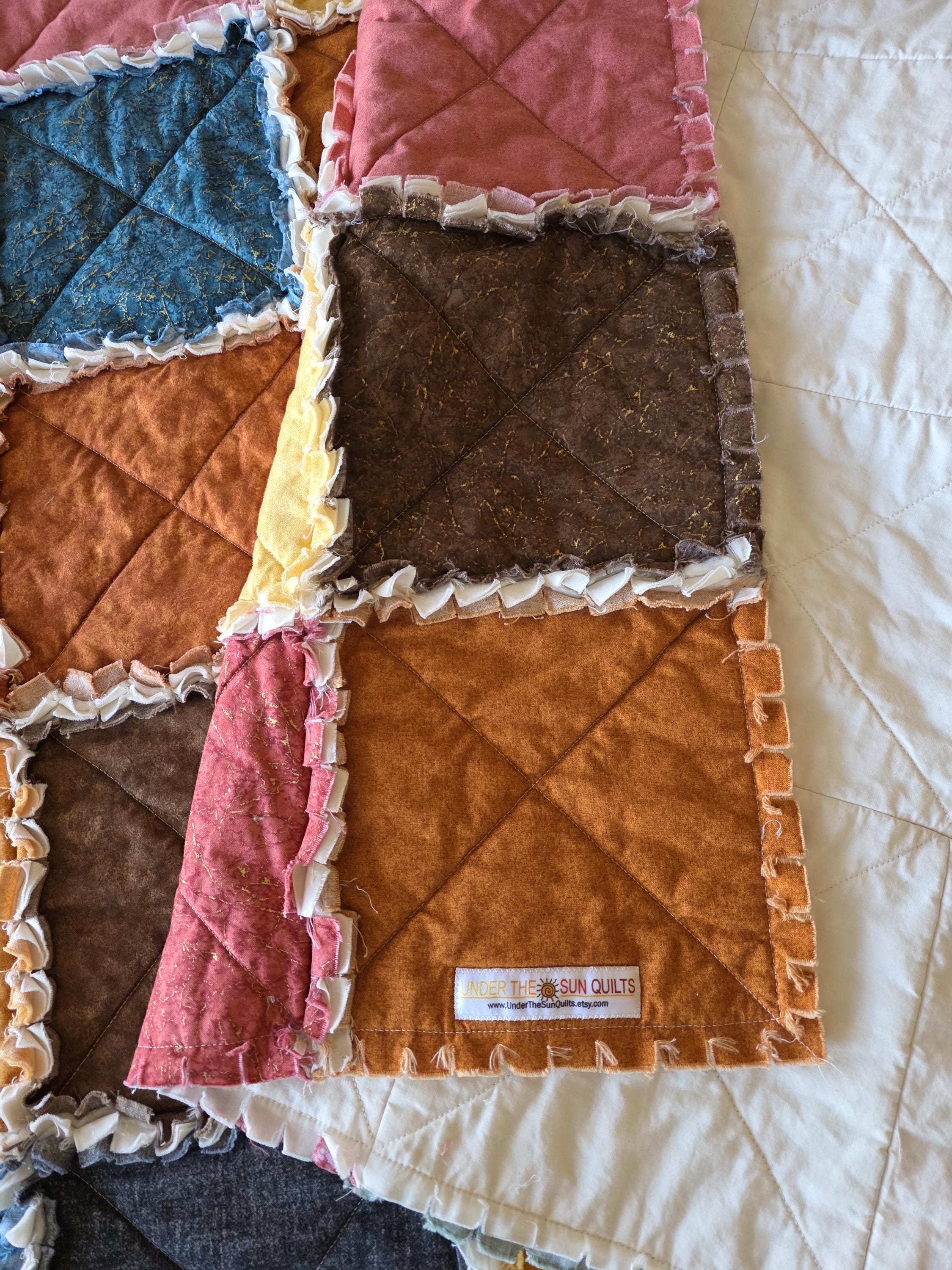 Painted Desert at Dusk Large Rag Quilt Throw - Yellow, Orange, Peach ...