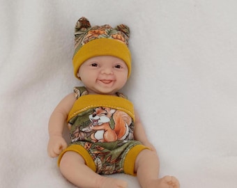 Conjunto de muñeca de silicona de 7 pulgadas, ropa mini renacida hecha a mano