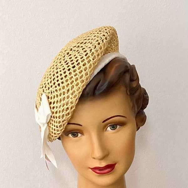 Béret d’été « Fanny » en papier paille, jaune blé