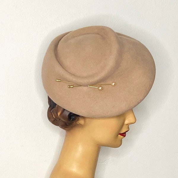 Agatha- 50s style hat, beige