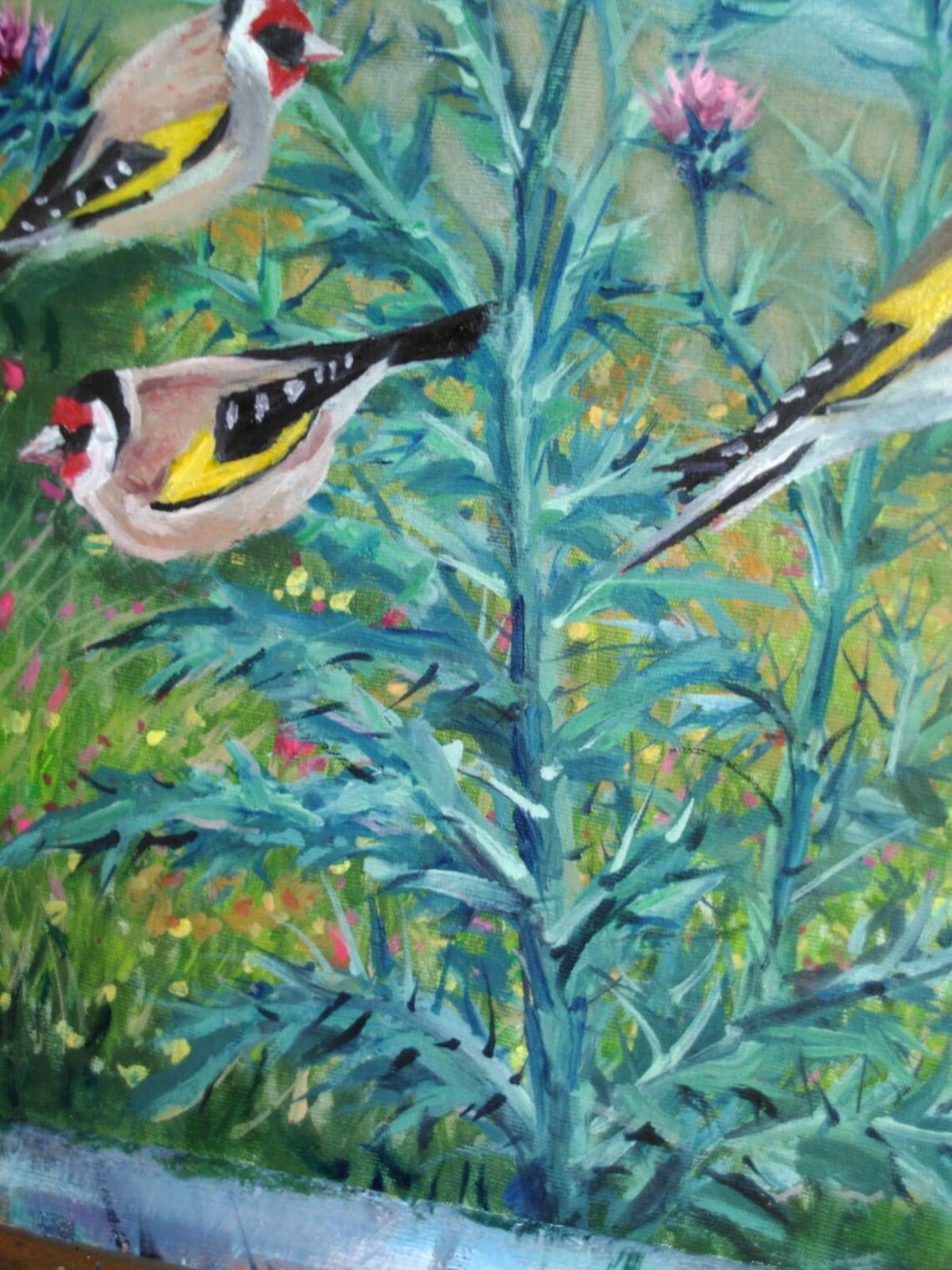 Oiseaux sur des fleurs dans la nature peinture originale Etsy Oiseaux sur des fleurs dans la nature peinture originale Etsy