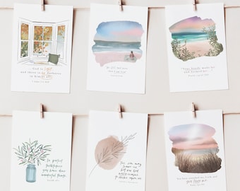 Greeting Card 6 Pack | Bible Verse Art | Scripture Encouragement Christian Greeting Card | Blank Generic Inside | Envelope Included