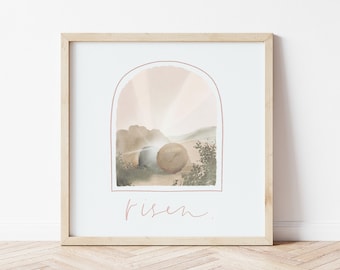 Easter | Resurrection Sunday | Jesus is Risen | Risen | Watercolour Bible Scripture, Bible Quotes, Bible Wall Art | DIGITAL DOWNLOAD ONLY