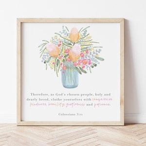 Colossians 3:12 | Watercolour Bible Scripture, Bible Quotes, Bible Wall Art | DIGITAL DOWNLOAD ONLY