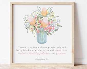 Colossians 3:12 | Watercolour Bible Scripture, Bible Quotes, Bible Wall Art | DIGITAL DOWNLOAD ONLY