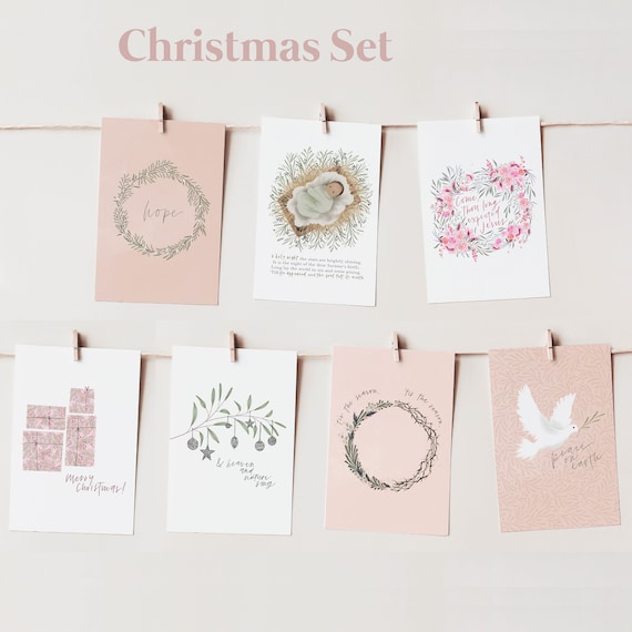 Christmas Greeting Cards 7 Pack | Bible Verse Art | Christian Greeting Card | Blank Generic Inside | Wall Art Envelope Included