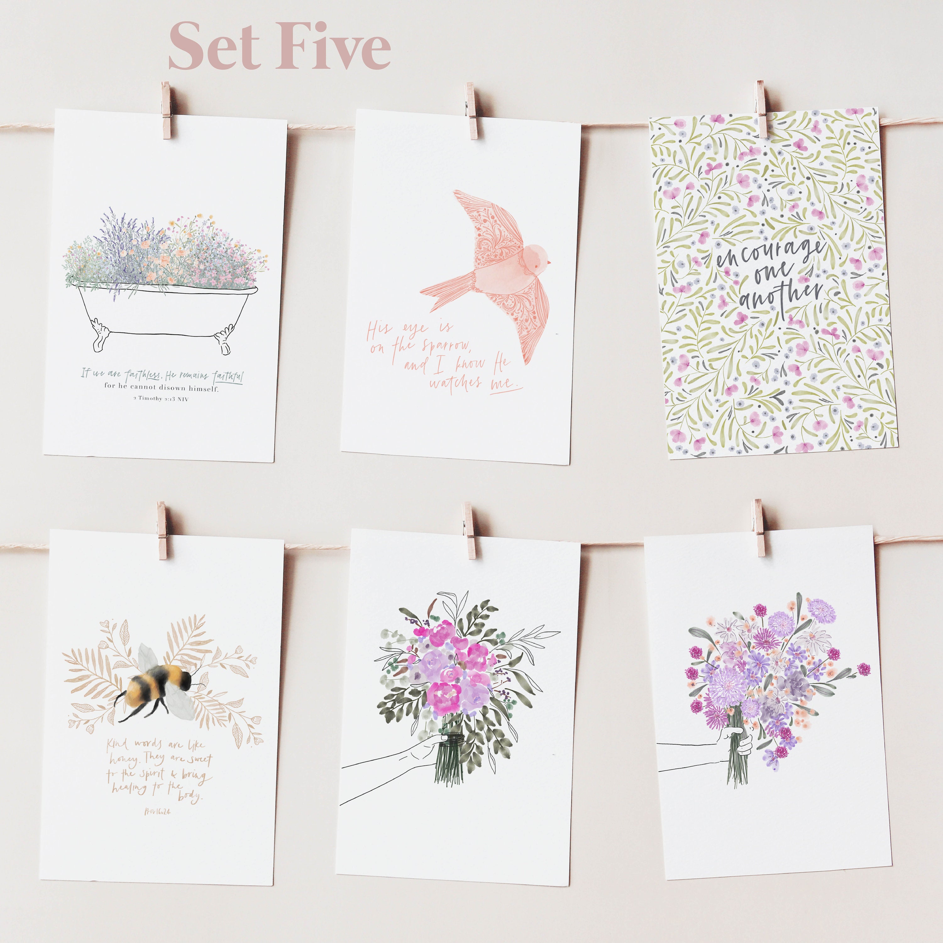 Greeting Card 6 Pack | Bible Verse Art | Scripture Encouragement ...