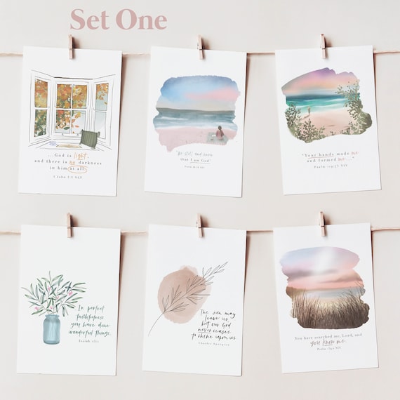 Greeting Card 6 Pack | Bible Verse Art | Scripture Encouragement Christian Greeting Card | Blank Generic Inside | Envelope Included