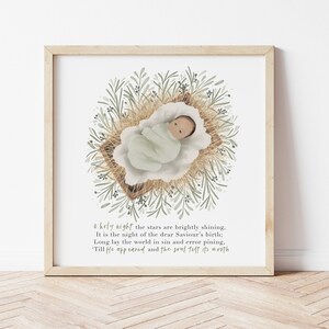 O Holy Night | Christmas Carol Jesus Nativity Watercolour Bible Scripture, Bible Quotes, Bible Wall Art | DIGITAL DOWNLOAD ONLY