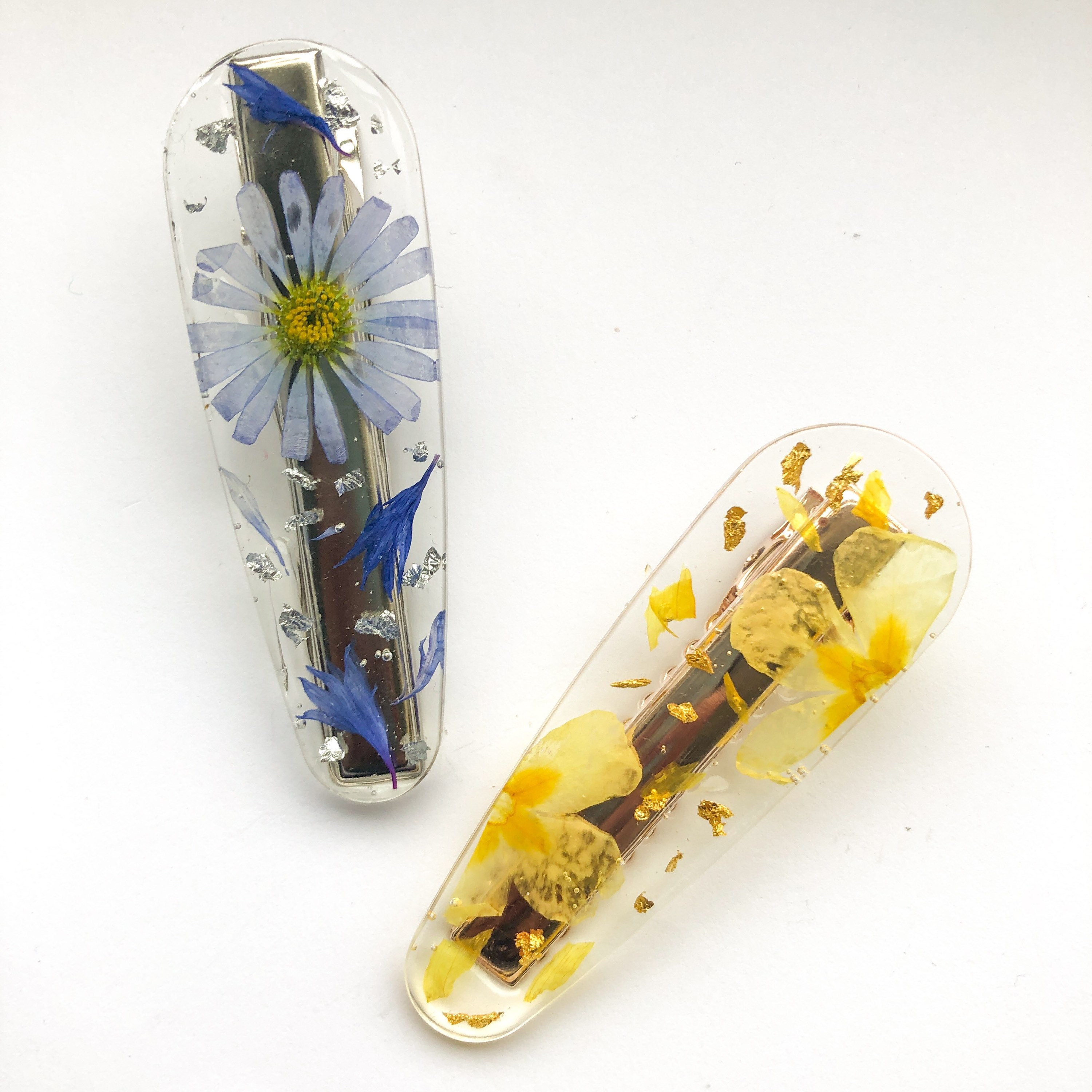 Real pressed flower alligator hair clips with real blue Etsy