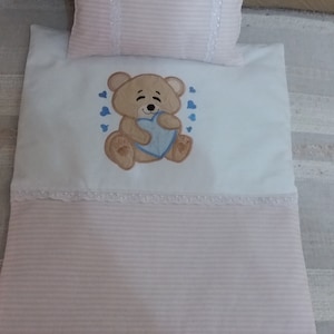 Handmade quilt and pillow for dolls - made of cotton.