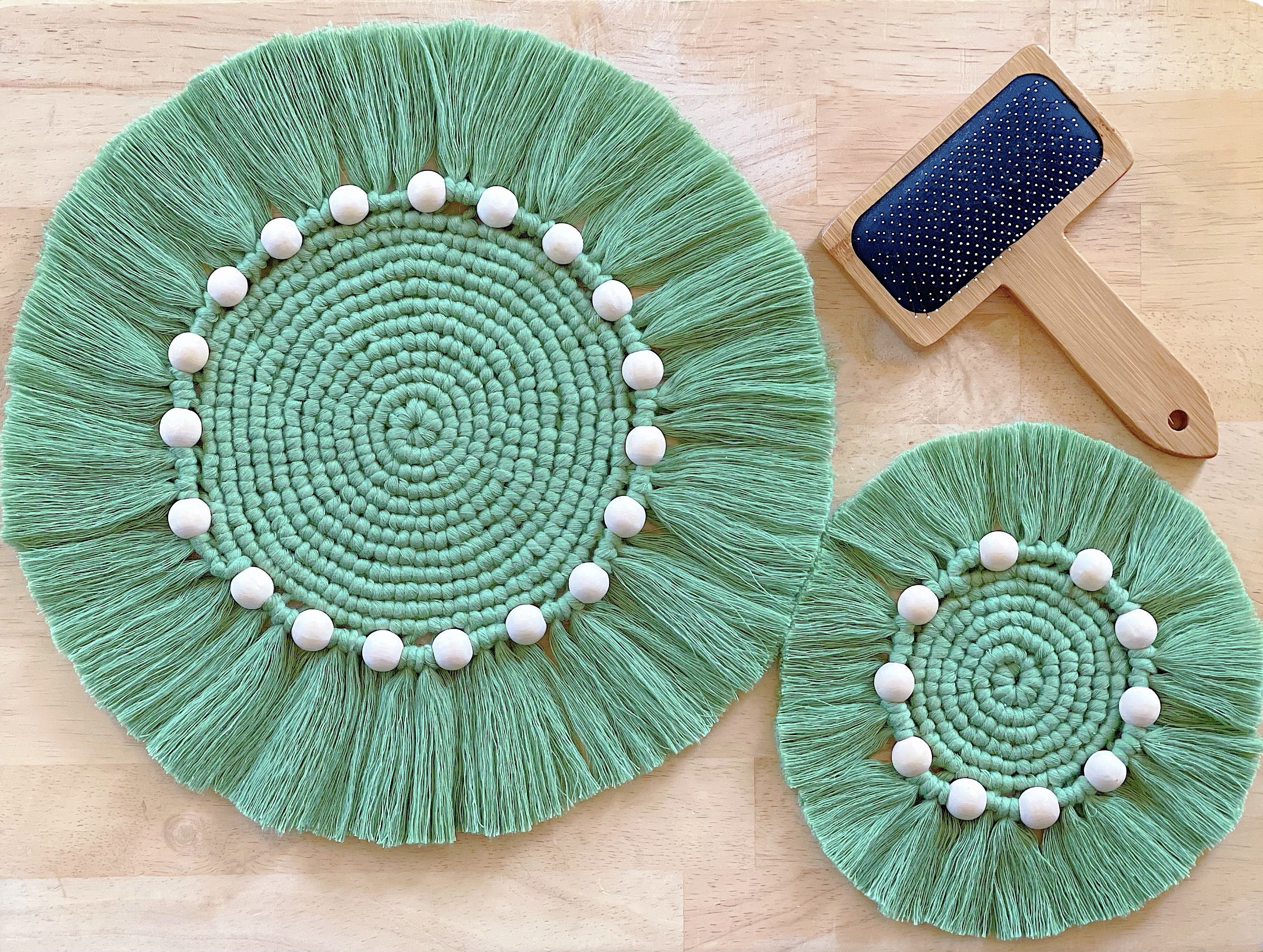 Macrame Diffuser Rug Set | With Wooden Beads Macrame Diffuser Coaster ...