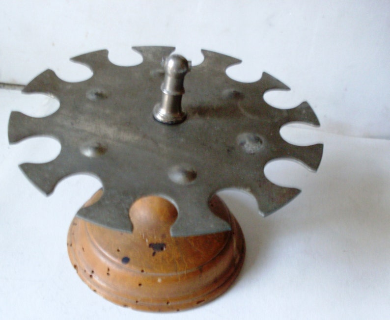 Antique metal stamps holder stamp holder with wooden base Etsy