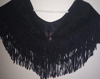 Vintage Ben Kalton Black Suede Capalet/Made in Mexico/Western Shoulder Cape/ 20 inches Across Shoulder.Statement piece.