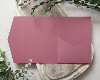 Antique Rose DIY Pocketfold Envelopes, 300gsm 5x7" Portrait, with Pocket & fold-over Flap - Kraft Envelopes and/or Twine Available