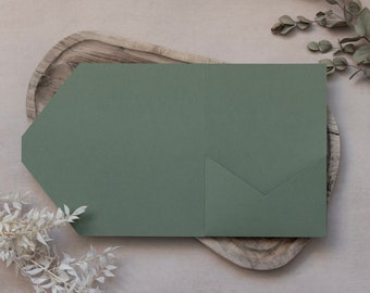 A5 Sage Green DIY Pocketfold Envelopes, 270gsm Portrait, with Pocket & fold-over Flap - Optional Matching Sage or Kraft Brown Envelopes