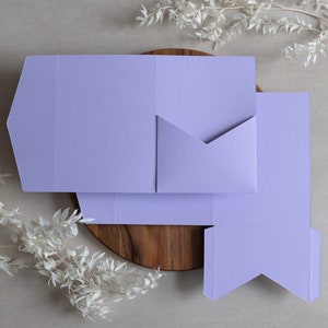 Lavender DIY Pocketfold Envelopes, 270gsm 5x7" Portrait, with Pocket & fold-over Flap - Optional Matching Sage or Kraft Brown Envelopes