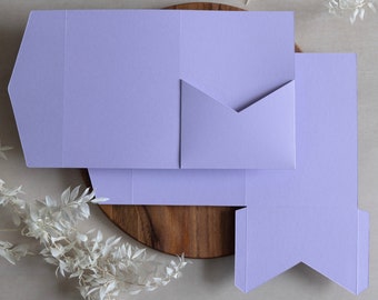 Lavender DIY Pocketfold Envelopes, 270gsm 5x7" Portrait, with Pocket & fold-over Flap - Optional Matching Sage or Kraft Brown Envelopes