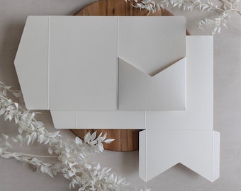 Pearly Ivory DIY Pocketfold Envelopes, 285gsm 5x7" Portrait, with Pocket & fold-over Flap - Brown/White Envelopes - Button Magnets available