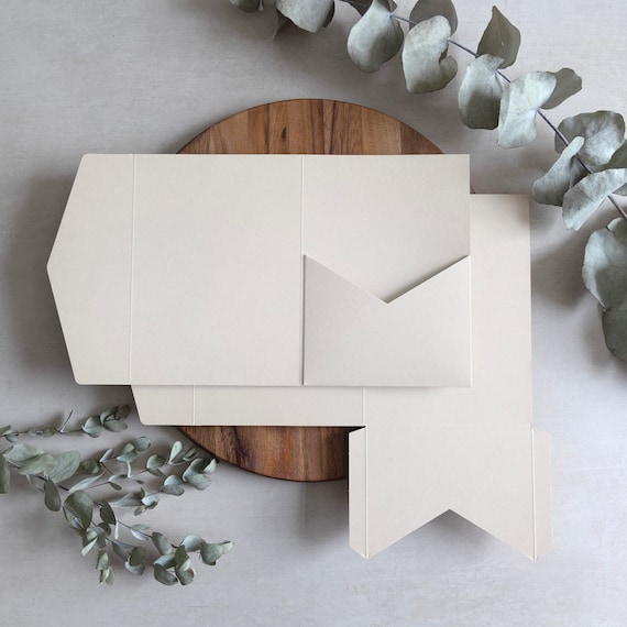 Mink Mist DIY Pocketfold Envelopes, 270gsm 5x7" Portrait, with Pocket & fold-over Flap, Matching or Kraft Brown Envelopes, Champagne