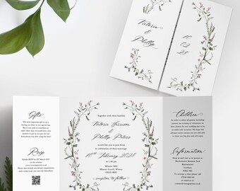 Double-sided Printed Gatefold Wedding Invitations ‘Vintage Romance’ | Fully Customised | Packs of 10 or more | Any Event | Many Designs