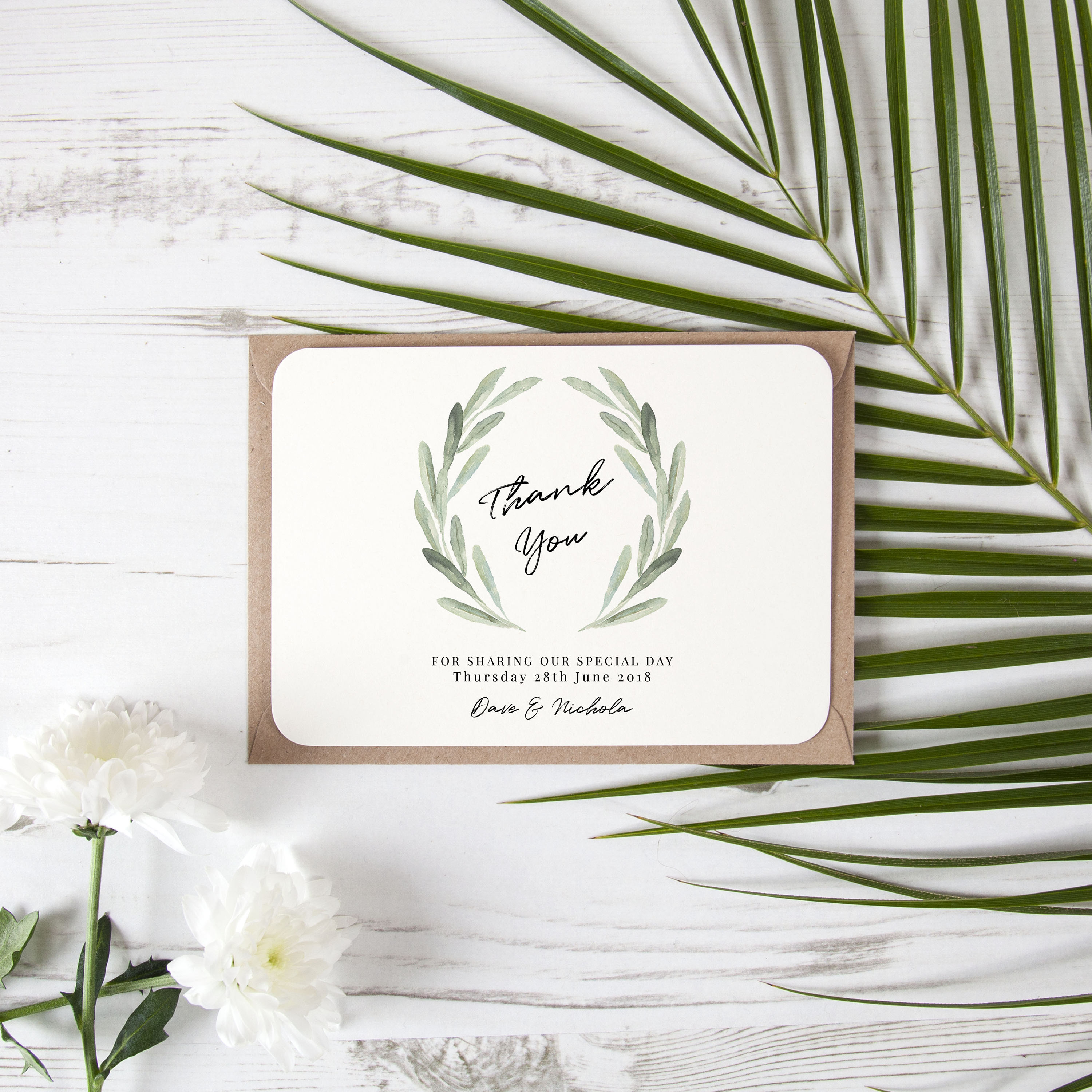 Personalised Olive Green Thank You Cards Shabby Chic Vintage Etsy