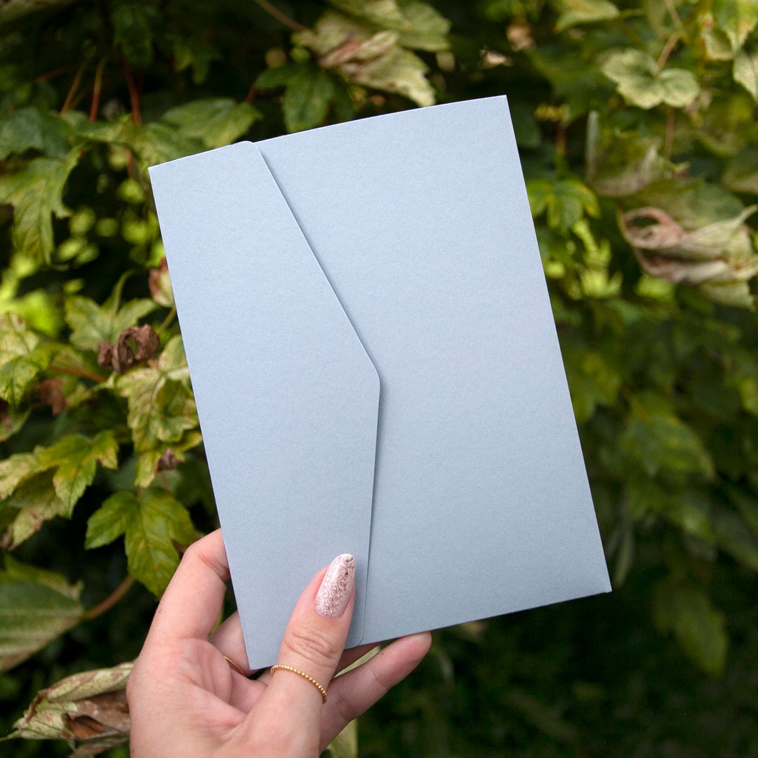 Duck Egg Blue DIY Pocketfold Envelopes, 300gsm 5x7 Portrait, With