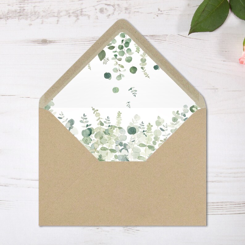 Bespoke Classic Eucalyptus Printed Envelope Liners C5 C6 Etsy