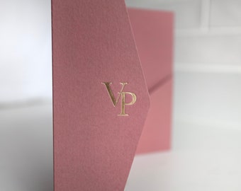 Luxury 5x7" Foil Hand Pressed Antique Rose DIY Pocketfold Envelopes/Bespoke - Gold/Silver/Rose Gold/Copper Foil | Traditional Block Foiling