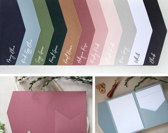 SAMPLE DIY Pocketfold Envelope Wallets, 5x7" Portrait, with Pocket & fold-over Flap | Lots of Colours Available | Optional Envelopes