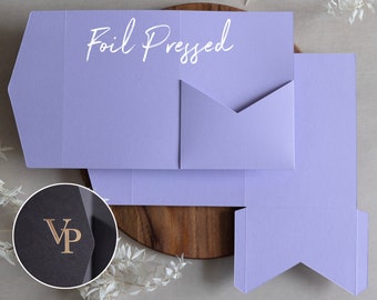 Luxury 5x7" Foil Hand Pressed Lavender DIY Pocketfold Envelopes/Bespoke - Gold/Silver/Rose Gold/Copper Foil | Traditional Block Foiling