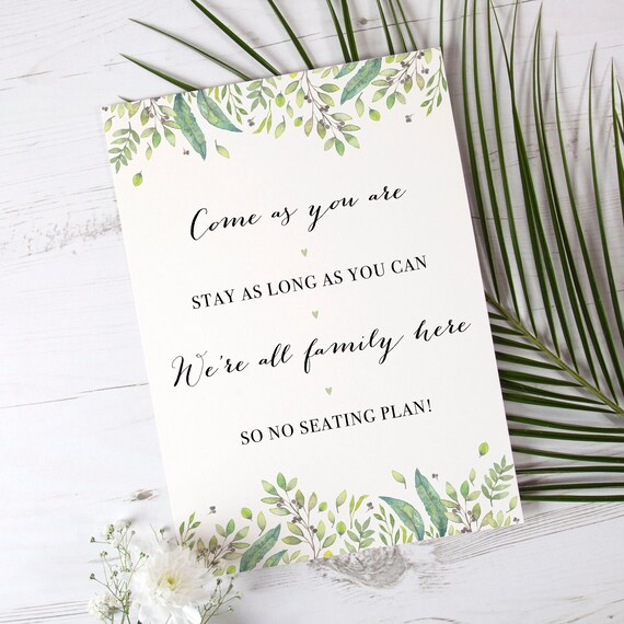 No Seating Chart Wedding Sign