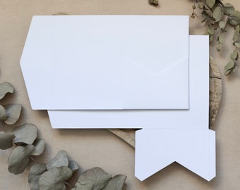 White DIY Pocketfold Envelopes, White 300gsm 5x7" Portrait, with Pocket & fold-over Flap - Matching White or Kraft Brown Envelopes