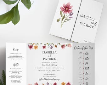 Double-sided Printed Gatefold Wedding Invitations ‘Secret Garden’ | Fully Customised | Packs of 10 or more | Any Event | Many Designs