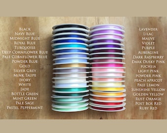 3mm Double-sided Satin Ribbon, lots of colours available - Also 2-ply Jute Twine - Sample, 1m, 2m, 3m, 4m, 5m & many more cuts available!