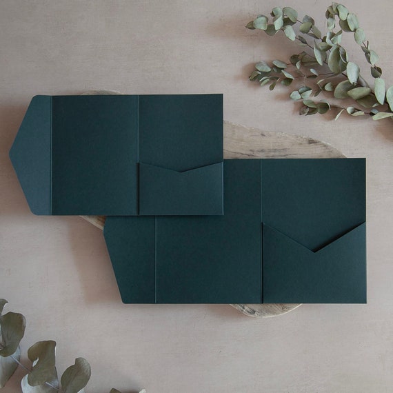 Mini A6 Forest Green DIY Pocketfolds, 270gsm Portrait, with Pocket & fold-over Flap - Matching Envelopes - Lots of Colours available