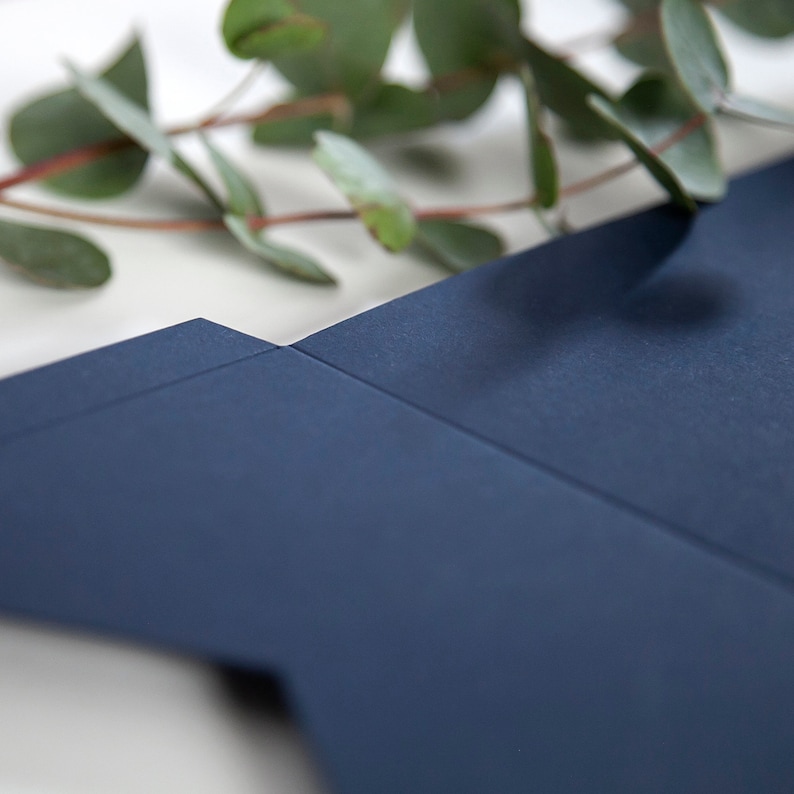 Navy Blue DIY Pocketfold Envelopes, 300gsm 5x7" Portrait, With Pocket ...