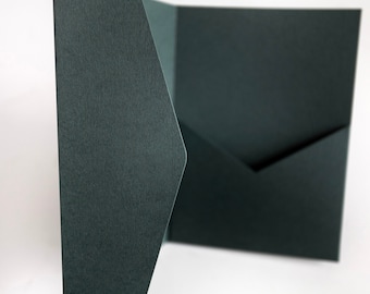 Forest Green DIY Pocketfold Envelopes, 270gsm 5x7" Portrait, with Pocket & fold-over Flap - Matching Forest Green or Kraft Brown Envelopes