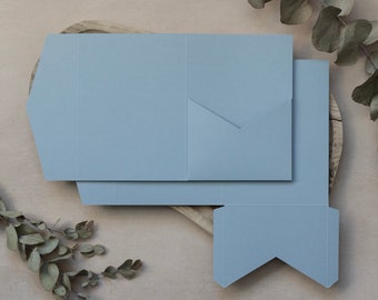 Duck Egg Blue DIY Pocketfold Envelopes, 300gsm 5x7" Portrait, with Pocket & fold-over Flap - with Kraft Brown Envelopes, More Available!