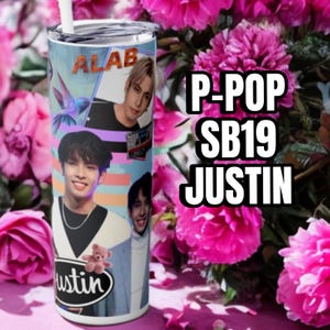 P-pop Sb19 Justin Tumbler 20 oz, Filipino Pop Music Gift For Teens Ppop Stainless Steel With Straw & Lid Travel Accessory For Hot Cold