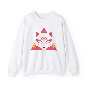 Anime Sweatshirt, Unisex Pullover Sweater, Gamer Gift For Teens, Casual Convention Wear, Japanese Clothing College Apparel, Kitsune Cat Mask