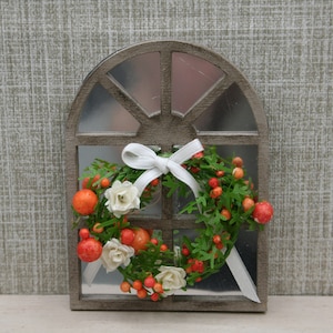 Decorative shabby window with garland Scale 1:12