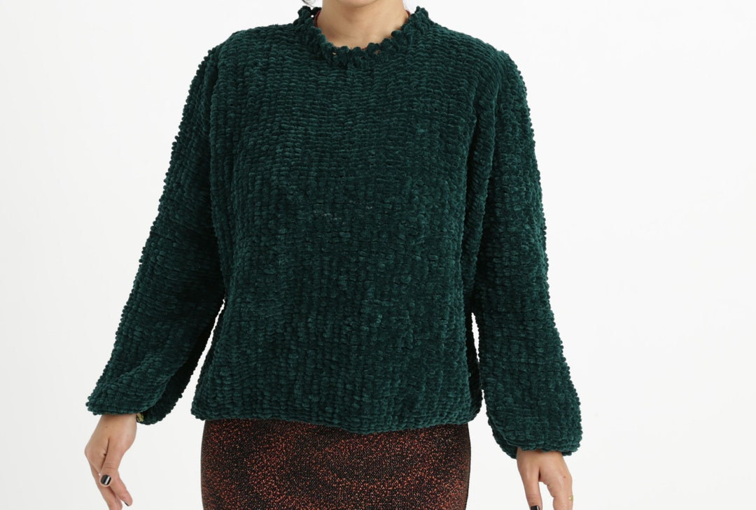 Velvet Knitting Sweater,green Velvet Knit,sweater,gift,xmas,christmas