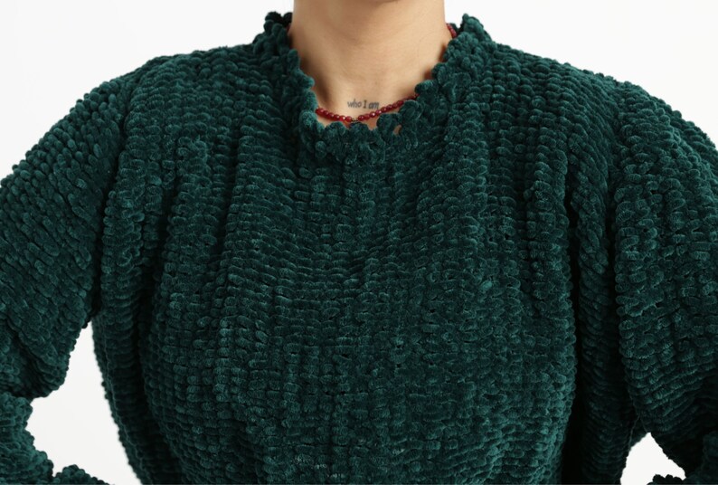 Velvet Knitting Sweater,green Velvet Knit,sweater,gift,xmas,christmas